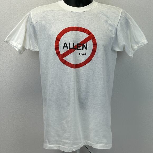 Vintage AT&T Layoffs T Shirt Mens S Small White 80s Ron Allen CWA ATT Telephone - Picture 2 of 10